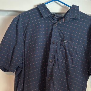 Volcom Blue and Red Casual Button Down Shirt